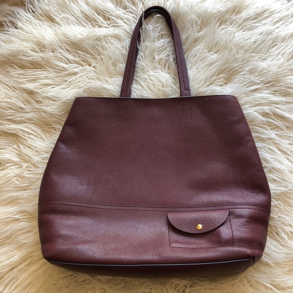 J. Crew Handbags - J. Crew Leather Tote Bag - Maroon